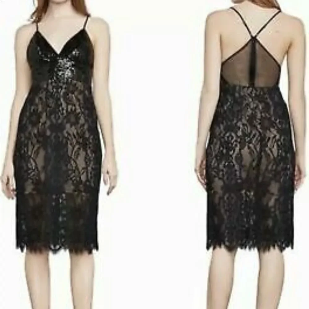 NWT BCBG MAXAZRIA size 0 sequin lace formal dress - Picture 1 of 6